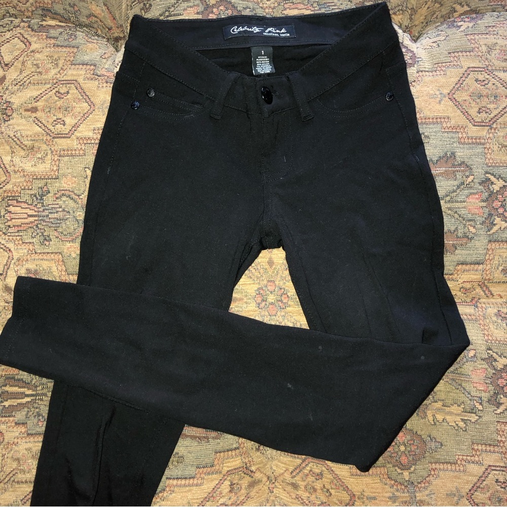 Celebrity Pink Size 1 Black Knit Skinny Jean Jeggings Low Rise